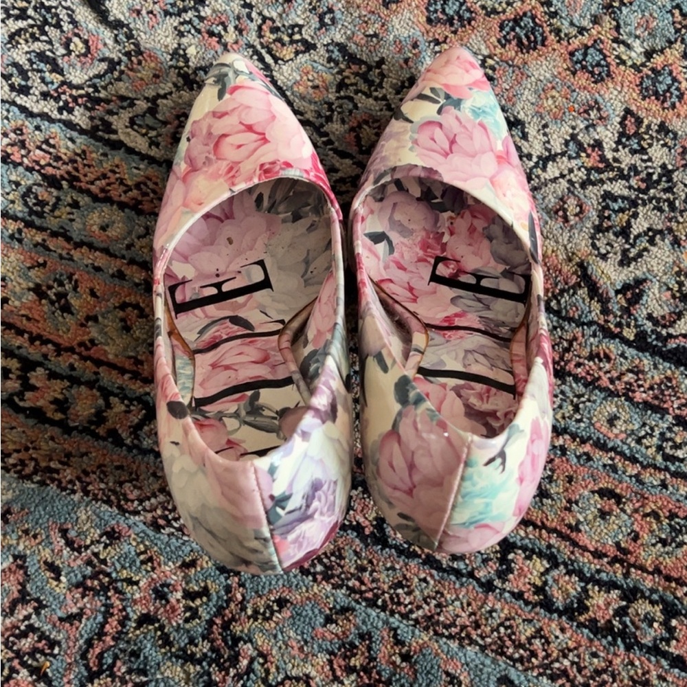 Elle Pink and Cream Floral Heels
